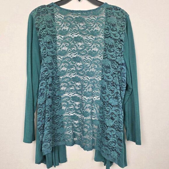 Maurices Teal Lace Back Long Sleeve Cardigan XL - Picture 5 of 7